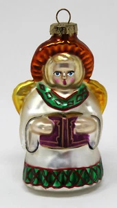 Vintage Engel Glas Weihnachtsschmuck singender Chor Gesangbuch 3" - Bild 1 von 5