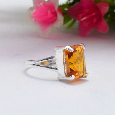 Christmas Citrine Topaz Gemstone 925 Sterling Silver Handmade Ring All Size - Image 1 of 4