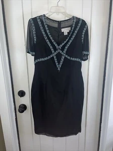 Black Silk Dress AJ Bari Size 12 - Picture 1 of 7