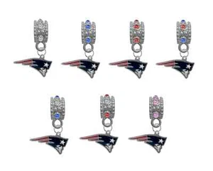 New England Football Universal Rhinestone European Bracelet Slide On Charm - Picture 1 of 1