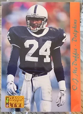 1993 Classic Pro Line Live O.J. McDuffie RC #155 Dolphins - Image 1 of 2