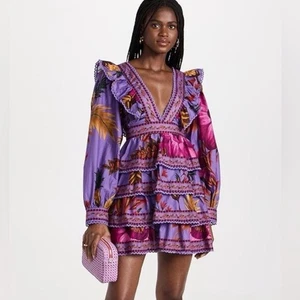 FARM Rio Purple Maxi Flowers Mini Dress Size XS - Picture 1 of 5