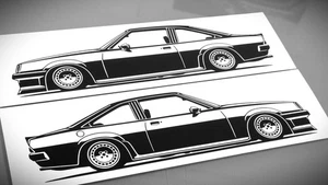 Pegatina Opel Manta B GTE Silhouette Opel Manta tuning pegatina 2x negra nueva - Imagen 1 de 21