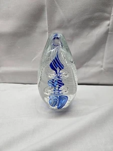 Fermacarte a vortice trasparente/bianco blu vortice con anelli. 6,5 pollici - Foto 1 di 6