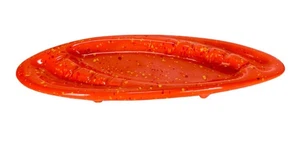 Cenicero de tabla de surf atómico de cerámica moteada naranja vintage MCM 60s 70s 16" - Imagen 1 de 9