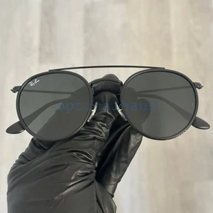 Gafas de sol Ray-Ban RB3647N redondas doble puente marco negro lentes gris oscuro 51 mm - Imagen 1 de 6