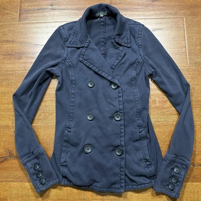 Chaqueta Blazer James Perse Tejida Mujer 2 Pequeña Azul Doble Pecho Algodón Alt Foto 1 de 4