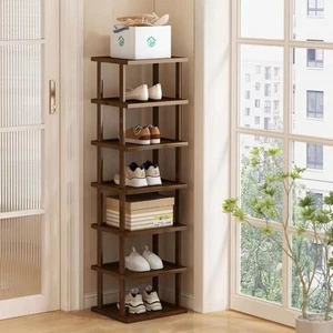 Vertical Shoe Rack - Tall Narrow Shoe Rack Organizer for Small Spaces7 Tier Bam - Picture 1 of 7