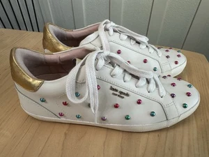 Kate Spade New York Ace Gem Leder Schnürschuhe Sneaker weiß Größe 9,5 - Bild 1 von 6