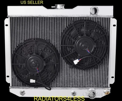 NUEVO RADIADOR CHAMPION 4 FILAS TODO ALUMINIO CON VENTILADORES 12" 1965 CHEVY BELAIR BEL AIR Foto 1 de 4