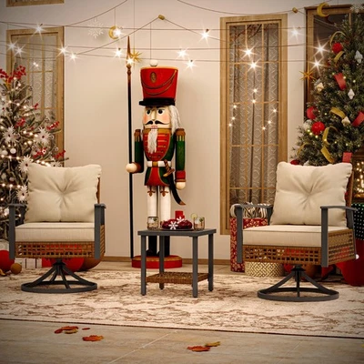 Набор поворотной мебели для патио LAUSAINT HOME из 3 предметов журнальный столик и подушки - Изображение 1 из 4