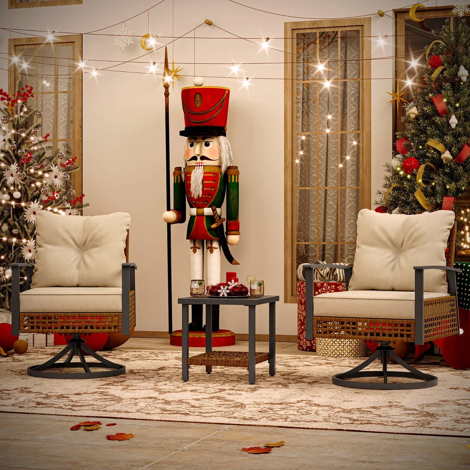 LAUSAINT HOME 3 Piezas Juego de Muebles Giratorios para Patio y Mesa de Centro y Cojines Foto 1 de 4