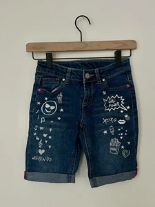 Girls Total Girl Long Jean Shorts with Unique Fun Graphics Size 8 - Picture 1 of 5