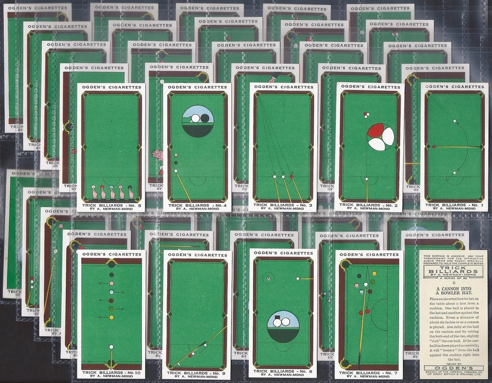 OGDENS-FULL SET- TRICK BILLIARDS 1934 (50 CARDS) EXCELLENT+++ - Image 1 of 1
