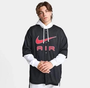 Nike Air Logo Men's Baseball Jersey FN2148 010 Black Red 2XL NWT $80 - Picture 1 of 4