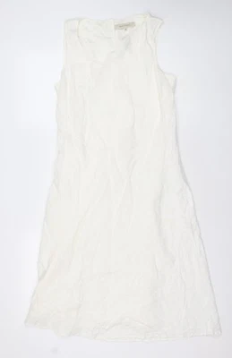 Vestido recto de lino marfil para mujer Rocha John Rocha talla 14 sin mangas Foto 1 de 4