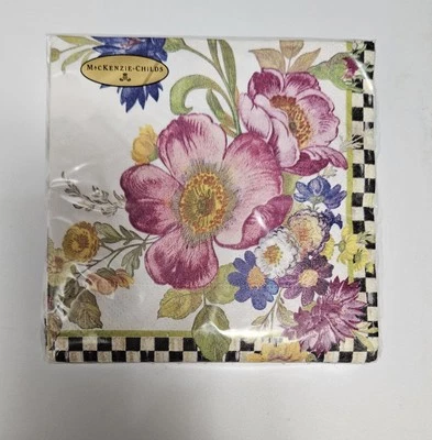 Paquete de 20 servilletas de cóctel de papel Mackenzie Childs White Flower Market, NUEVAS Foto 1 de 3