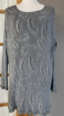 Blusa Pullover Mujer Diane Von Furtensburg 3X Paisley Gris-Azul Tejida Hecha en EE. UU. Foto 1 de 4