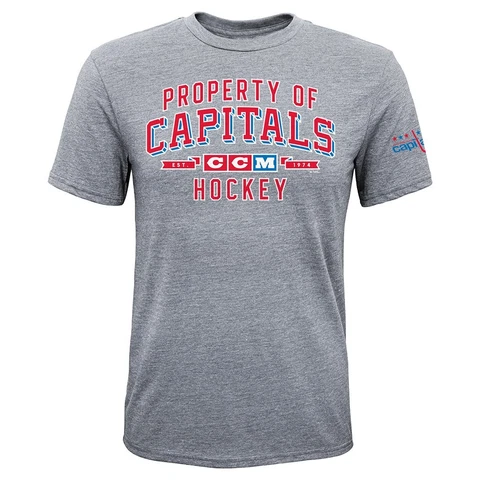Washington Capitals NHL CCM Youth Grey "Property Block" Tri-Blend T-Shirt Cover