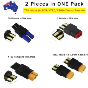 2pcs TRX Male to EC5 XT90 XT60 Deans Female Connector for Battery Lipo Plugs - Picture 1 of 5