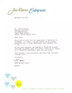 LETTERA AUTOGRAFA FIRMATA MARY REEVES - Jim Reeves Stationery #2 - Foto 1 di 1