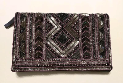 BCBGeneration блестки застежки Дамская сумка фиолетовый хром "олово" новый 10" x 6" - Изображение 1 из 3