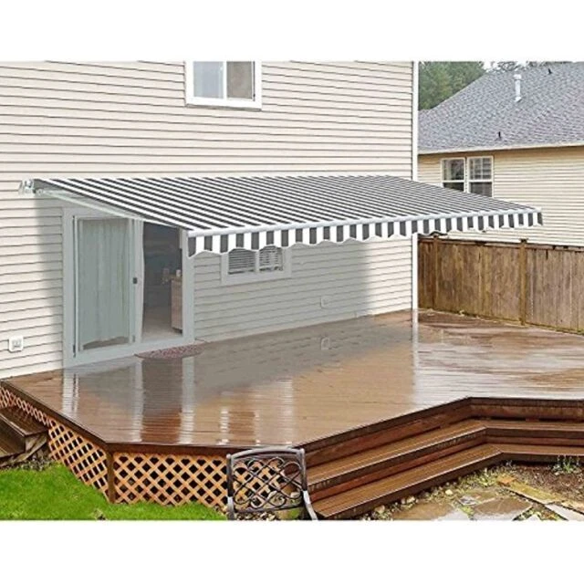 ALEKO AWM16X10GREYWHT Retractable Motorized Awning - Gray
