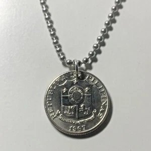 Philippines 25 Centavos Coin Pendant Pilipinas Manila Quezon. CHOOSE YEAR. A1 - Picture 1 of 4