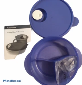 Plato Tupperware CrystalWave Lunch 'N con taza fría en azul - Imagen 1 de 5