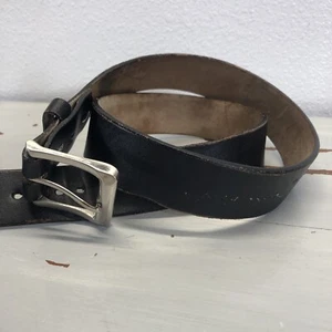 Pre Owned Men’s Black Leather Belt Size 36 Hecho En Mexico Silver Buckle - Picture 1 of 7