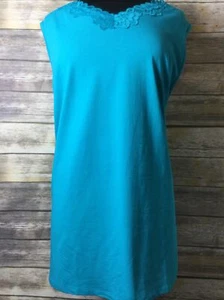 CJ Banks Plus Size 3XL Teal Lace V-Neck Tank Top Stretchy - Picture 1 of 3