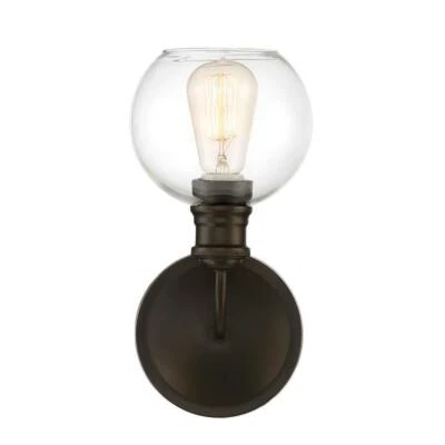 Quoizel, Matte Bronze Mouth Blown Glass Globe | Bathroom Vanity Sconce Light - Image 1 of 4