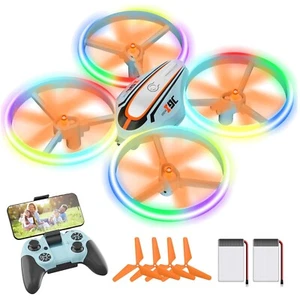 Drohne Kinder, Kamera, LED, Flugbahn, RC, WiFi, 1080p, Spielzeug - Bild 1 von 10