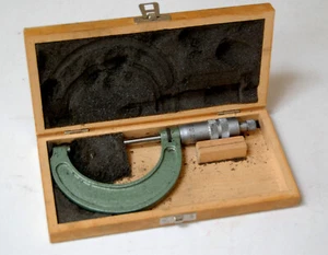 Vintage Kunkel 50-75mm Metric Outside Micrometer Ratchet Lock Wood Case Germany - Picture 1 of 5