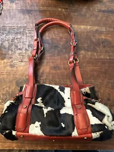 Vintage Cavalcanti italienische große Handtasche Rindsleder schwarz weiß rot Leder Geldbeutel - Bild 1 von 7