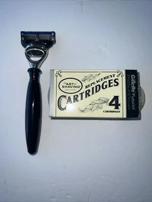 The Art Of Shaving Classic Black Resin Fusion 5 Blade Razor And 4pk Cartridges