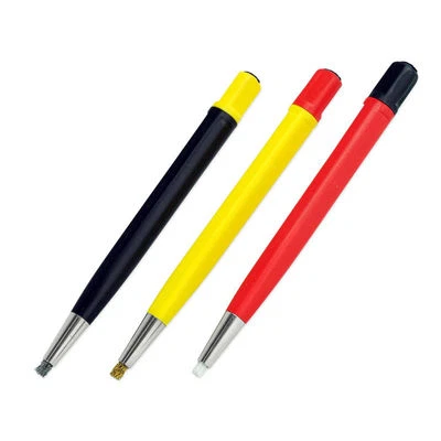 Nuevo juego de cepillos rascadores de 5" tipo bolígrafo de 3 piezas - acero, latón, nailon - cerdas retráctiles Foto 1 de 2