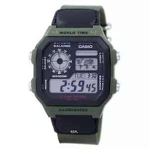 Reloj Hombre Casio AE1200WHB-3BV Digital Mapa del Mundo Alarma Retroiluminación 100M - Imagen 1 de 1