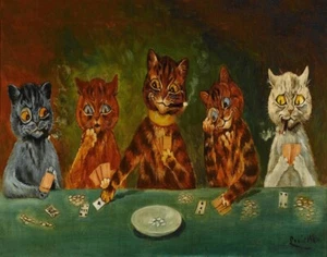 Louis Wain The Card Game Canvas Print 16 x 20 - Picture 1 of 4