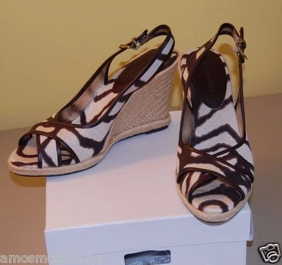 NUEVO Banana Republic Zebra Alpargatas Zapatos Sandalias Tacones Marrón Mujer 9.5 $120 Foto 1 de 4