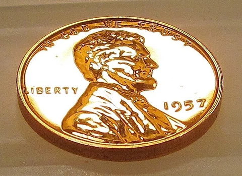 1957  Choice  Proof  Wheat Cent " Decent Original Red Coin " #718 ~ 5 Cover