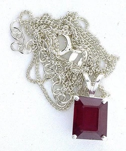 3.78 Ct Emerald Ruby Gem Sterling Silver Pendant 18 Inch Sterling Silver Chain - Picture 1 of 1