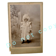 AMAZING Antique Child Bonnet Westerly RI Scholfield Bros Cabinet card Vtg Photo