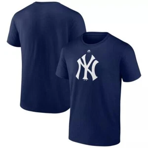 NEW Majestic New York Yankees Team Primary Logo T-Shirt Evolution Tee Navy M - Picture 1 of 9