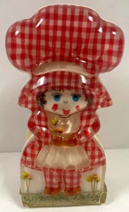 Porta lettere tovagliolo acrilico ragazza Lucite Gingham vintage 7 1/2" nuovi disegni 1969 - Foto 1 di 3