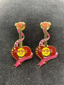 Hard Rock Cafe Pin Valentinstag 2001 - Hollywood & San Diego - Herz Gitarre Rose - Bild 1 von 3