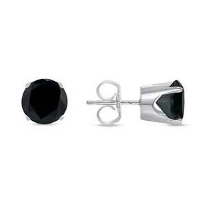 4 Ct Round Black Created Diamond Earrings Studs White Gold Plated Silver 925 - Picture 1 of 3
