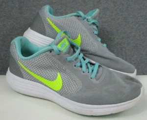 Nike 8.5 Womens Revolution 3 819303 Gray Running Shoes Sneakers Aqua Blue Accent - Picture 1 of 14