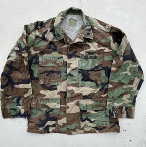 Men's US Army Jacket Camo Woodlands BDU M Short Military NATO US Patches Pocket - Picture 1 of 15