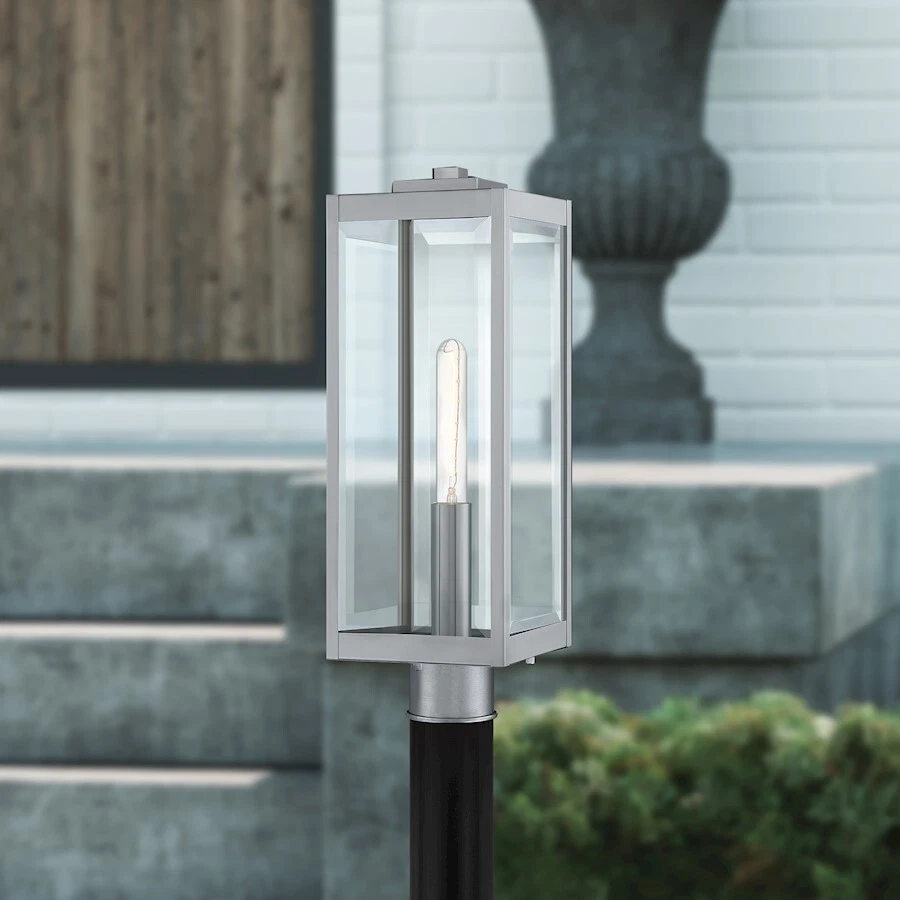Quoizel Westover 1 Light Outdoor Post, Stainless Steel/Clear Beveled - WVR9007SS - Image 1 of 1